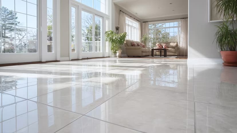 Newly installed floor tiles in an Englewood home.