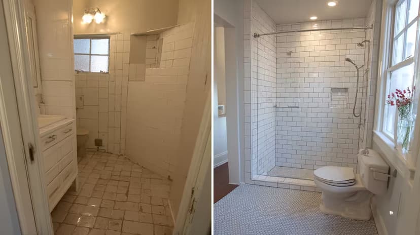 Custom tiled shower in an Englewood bathroom.