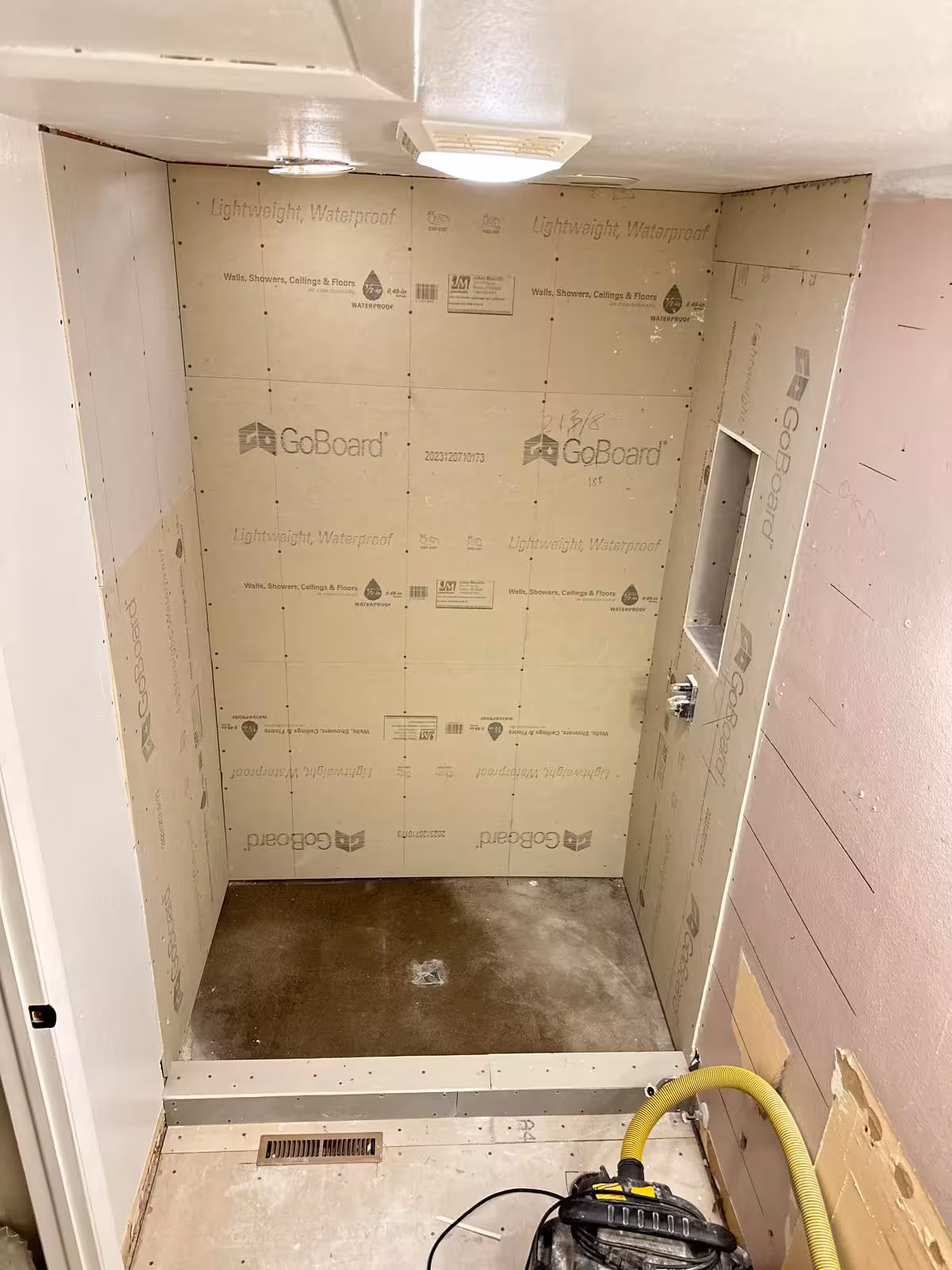 GoBoard waterproof shower walls installed during Aurora bathroom remodel