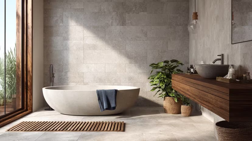 Newly tiled modern bathroom in Centennial.