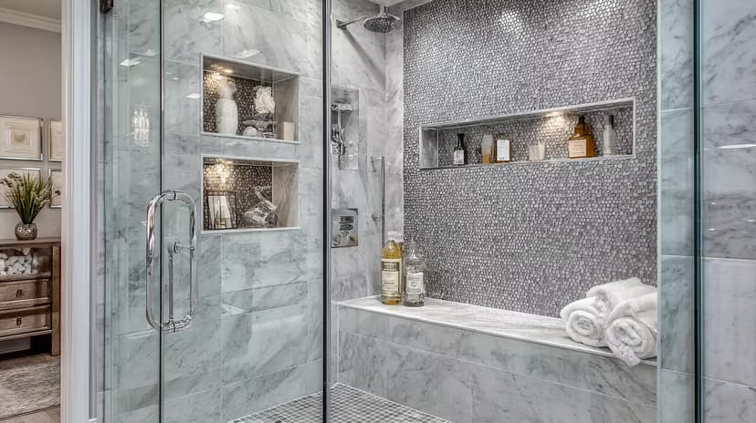 Newly tiled custom shower in a Highlands Ranch home.