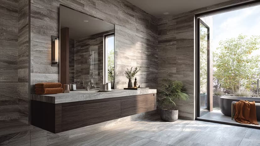 Modern bathroom with new tile installation in Littleton.
