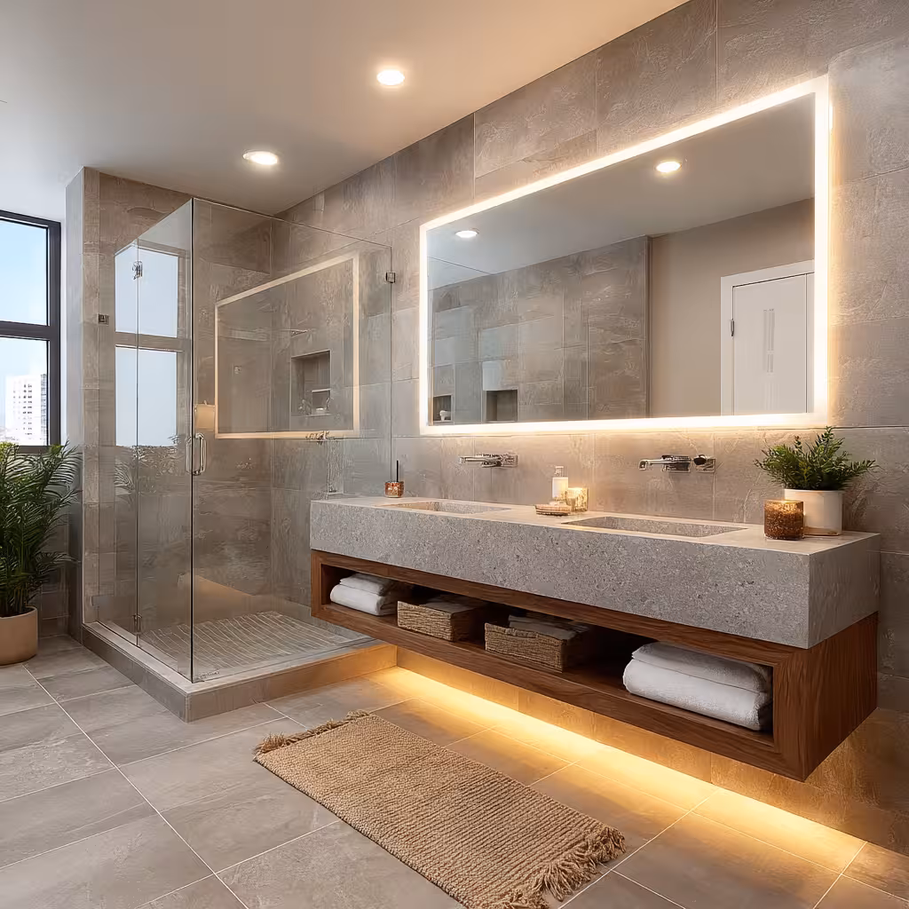 Completed spa-like bathroom retreat in Highlands Ranch, CO.