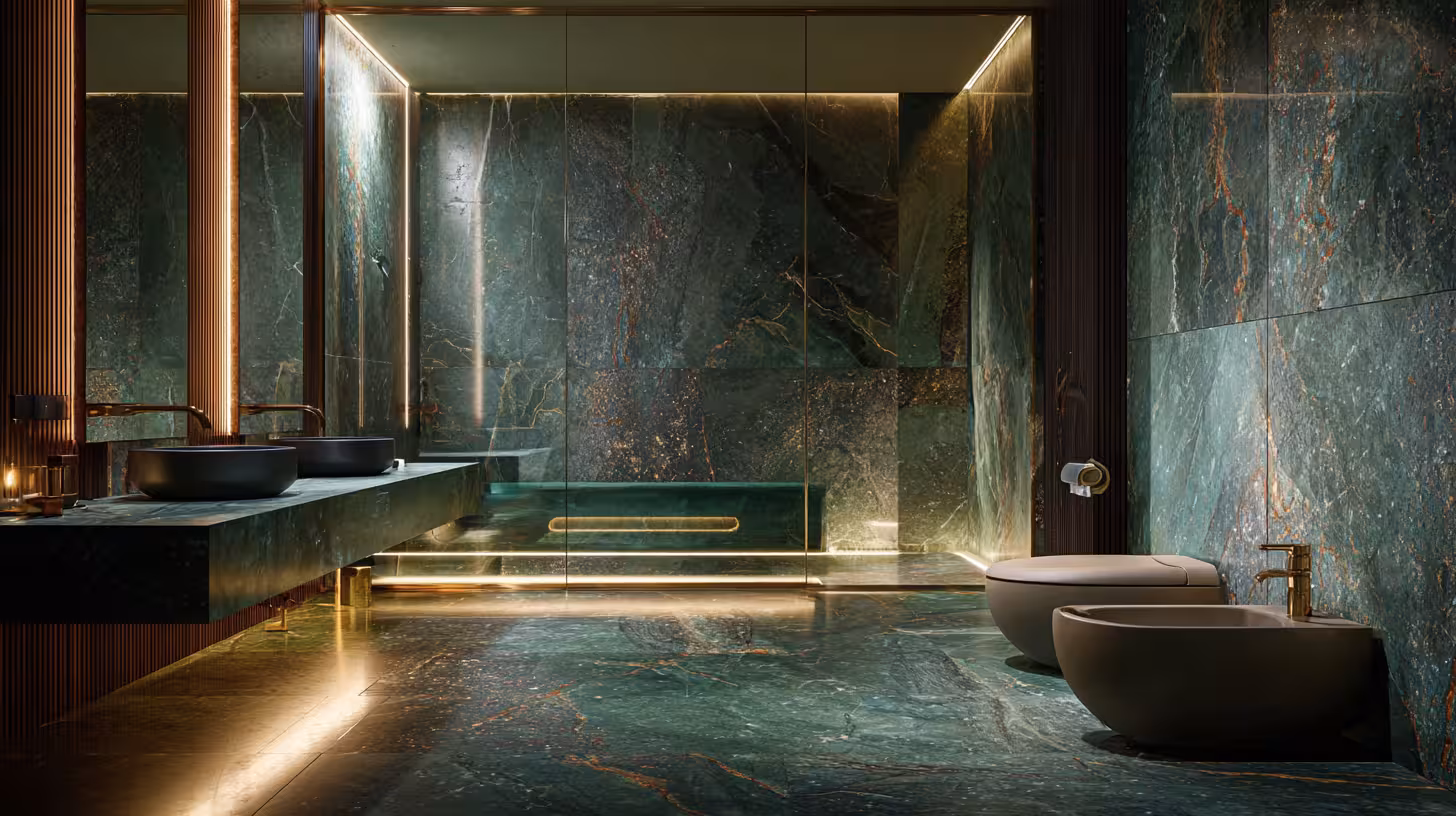 Sleek and modern walk-in shower with frameless glass in Littleton.