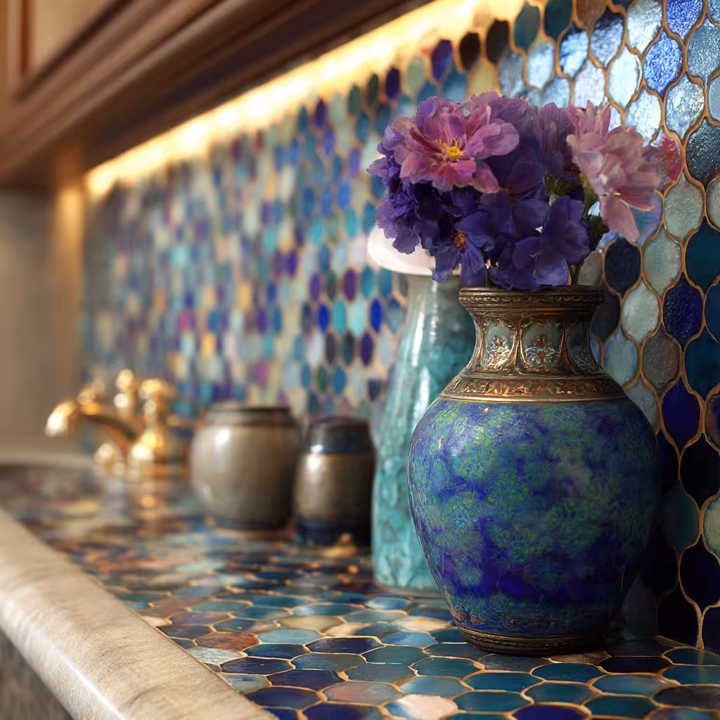 Ceramic mosaic tile installation in Washington Park Denver featuring vibrant patterns and custom designs