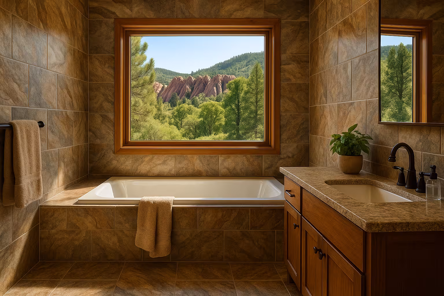 Tile work in a home in Roxborough Park, Littleton.